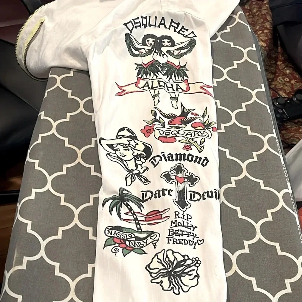 DSQUARED2 Hawaiian Tattoo Denim Jacket size 50/ 40 US Large